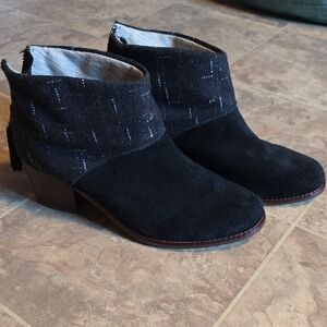 Toms Black Suede Ankle Booties